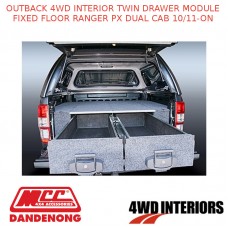 OUTBACK 4WD INTERIOR TWIN DRAWER MODULE FIXED FLOOR RANGER PX DUAL CAB 10/11-ON